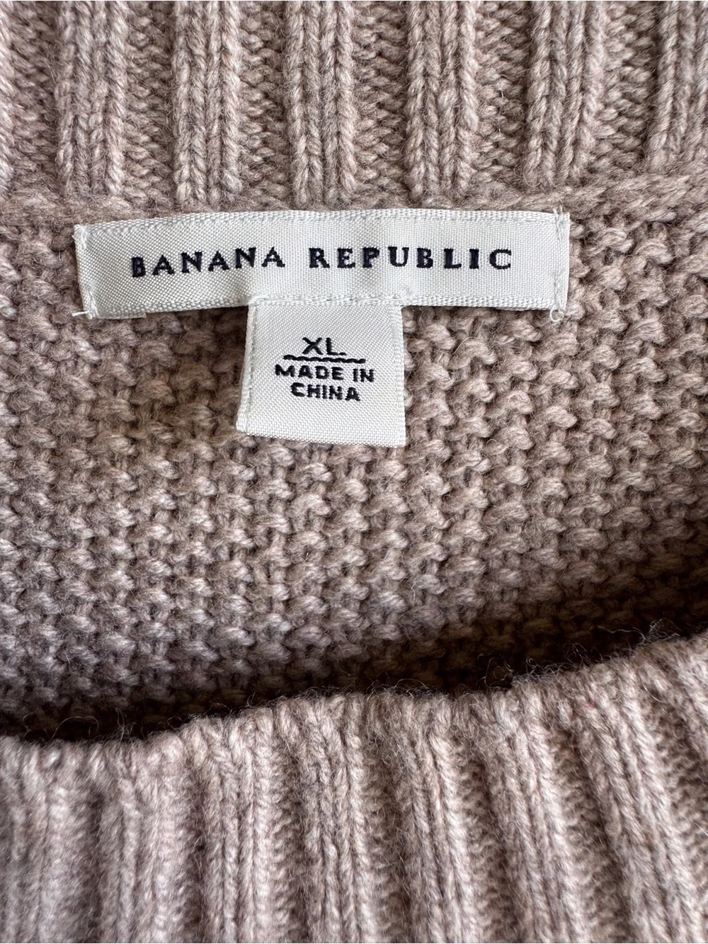 Banana Republic Cable Knit Sweater Dress XL Taupe Lambswool Cashmere Blend